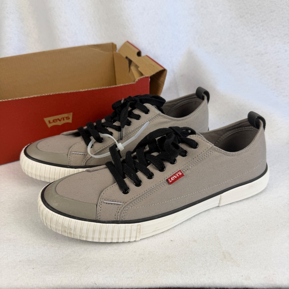 Levis Anikin‎ Neo Mens 10.5 UK 9.5 Sneakers Charcoal Egret Canvas Low Top Shoes